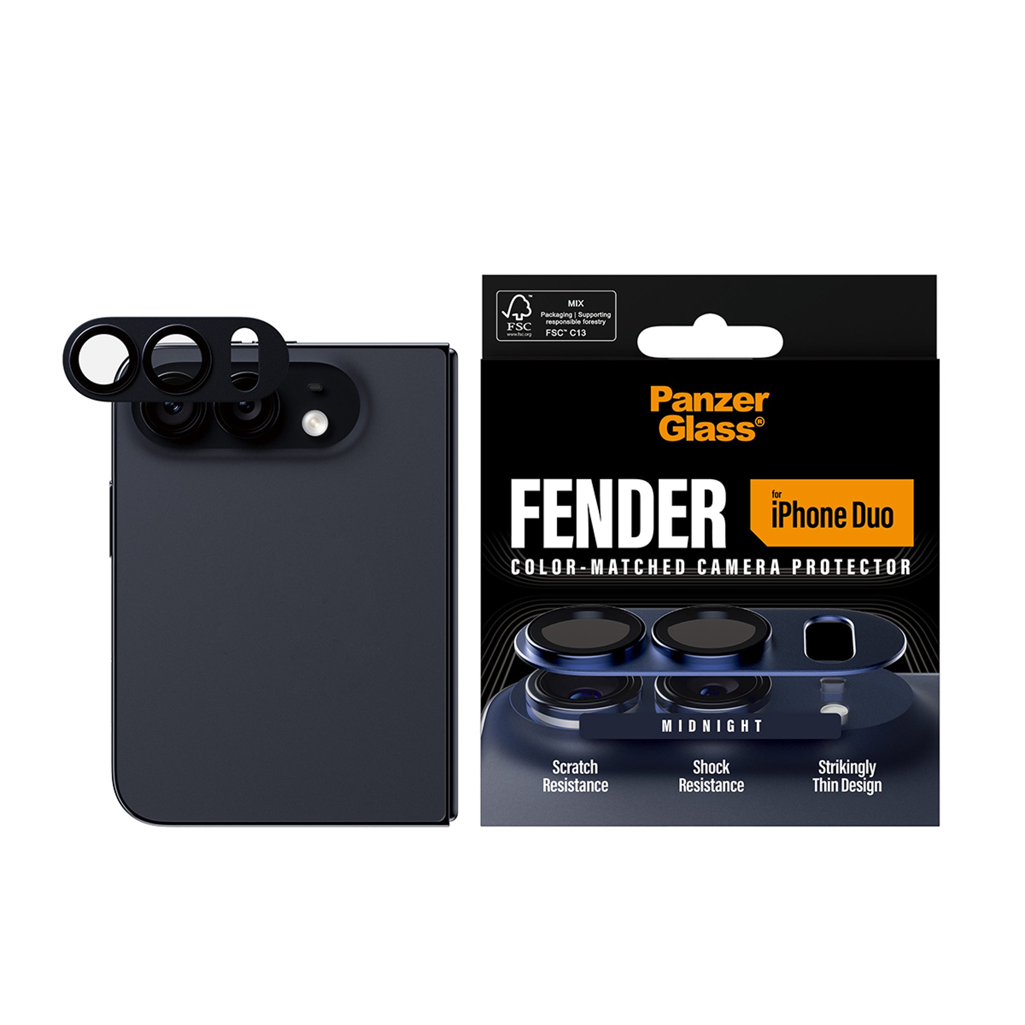 PanzerGlass® Fender Camera Lens Protector Midnight iPhone Duo